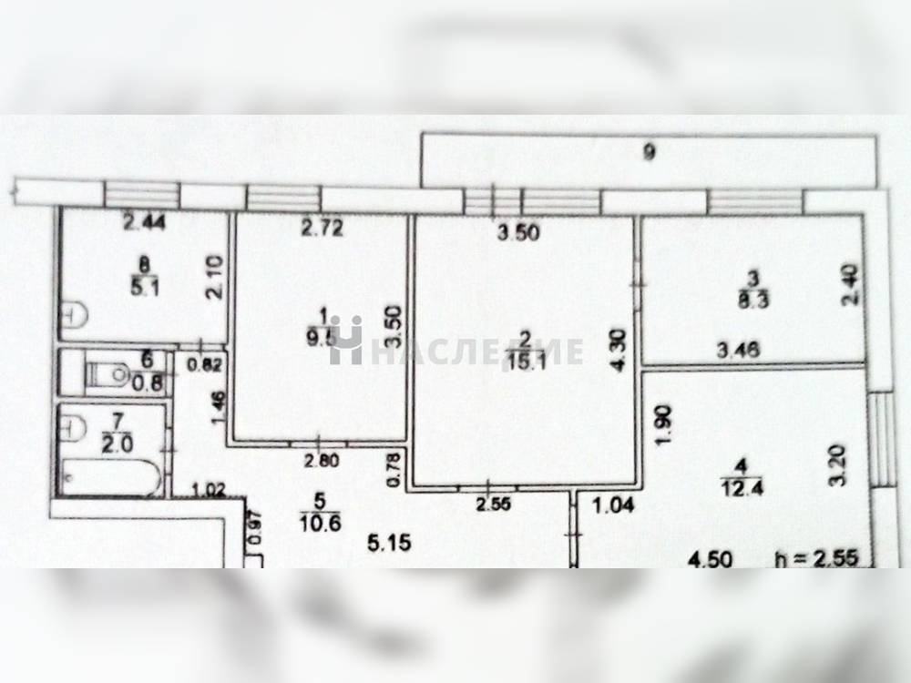 4-комнатная квартира, 63.8 м2 5/9 этаж, В-1, пр-кт. Курчатова - фото 18