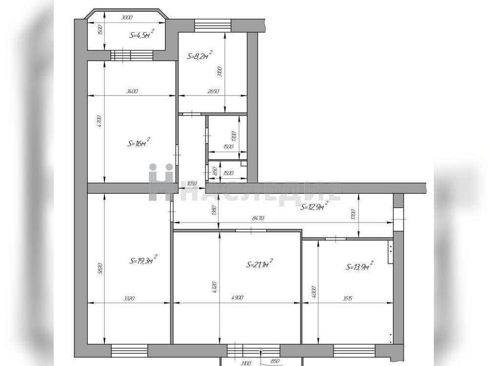 4-комнатная квартира, 100 м2 3/5 этаж, В-16, ул. Гагарина - фото 31