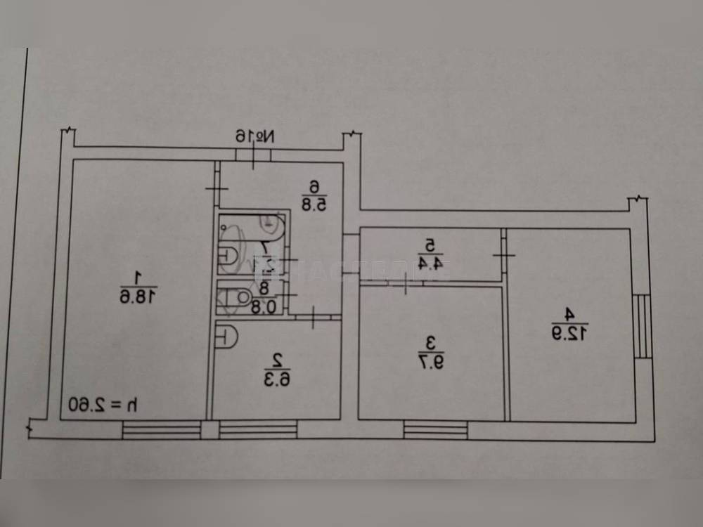 3-комнатная квартира, 60.6 м2 4/12 этаж, ул. Маршала Кошевого - фото 14